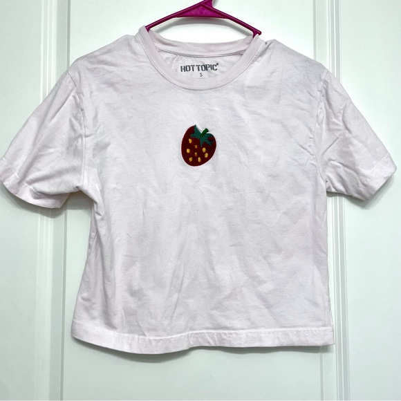 Hot Topic Pink Strawberry Baby Tee - Picture 1 of 5